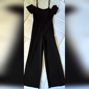 Black Wide Leg Jumpsuit With Lined Padded Top